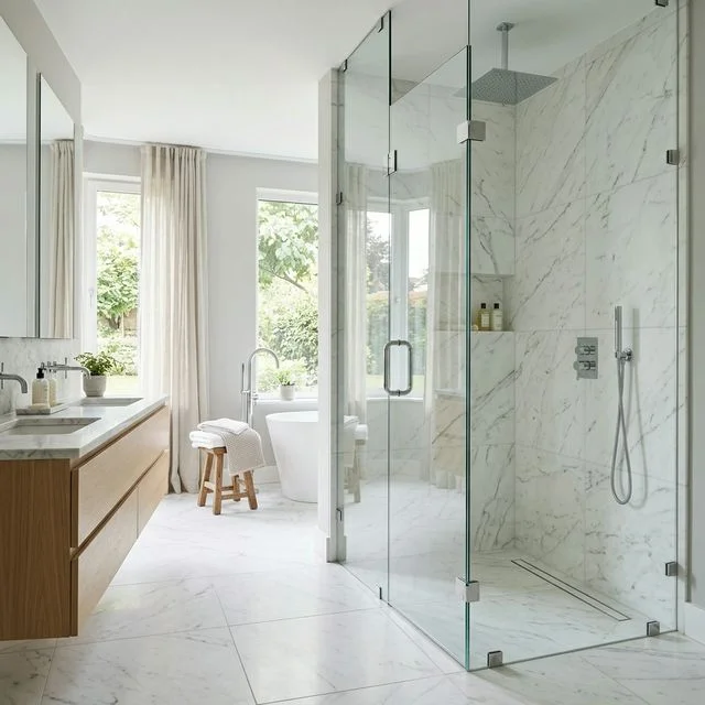 Glass shower enclosure